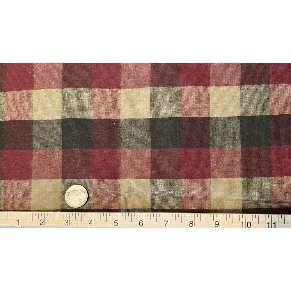 Fabric Quilt Craft Brushed Cotton Multicolor Plaid Check Mauve Green Gold 44x53
